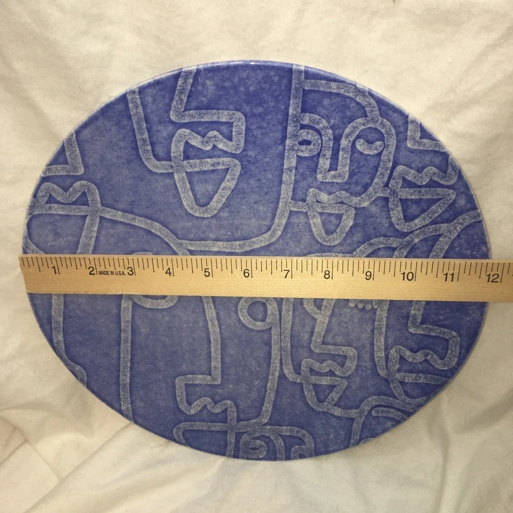 Viva by‎ Vietri Moda Blue Faces Round Platter 12
